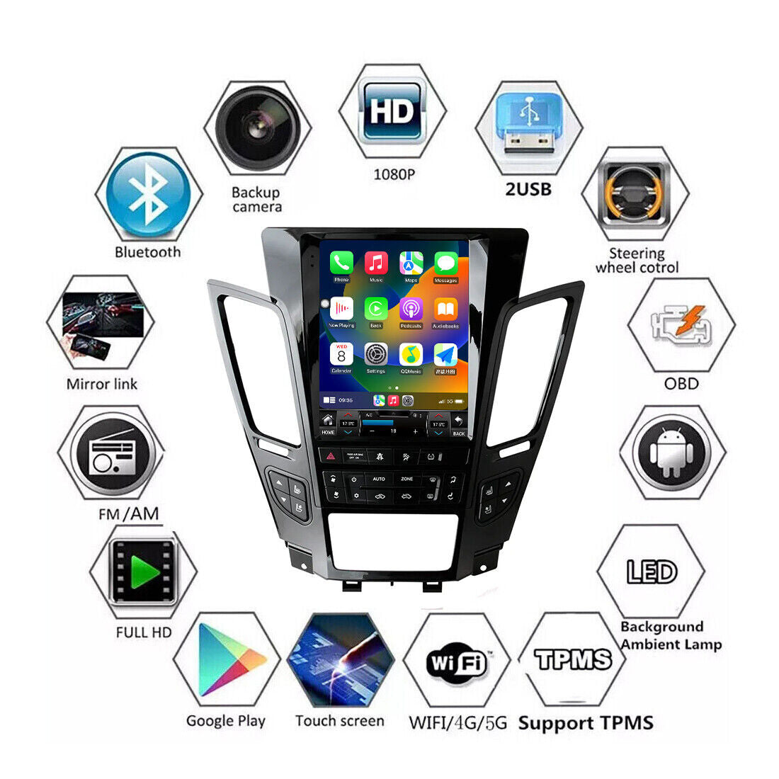 Android 11 Radio for Tesla Style screen For 07-12 for Cadillac CTS CarPlay GPS NAVI WIFI