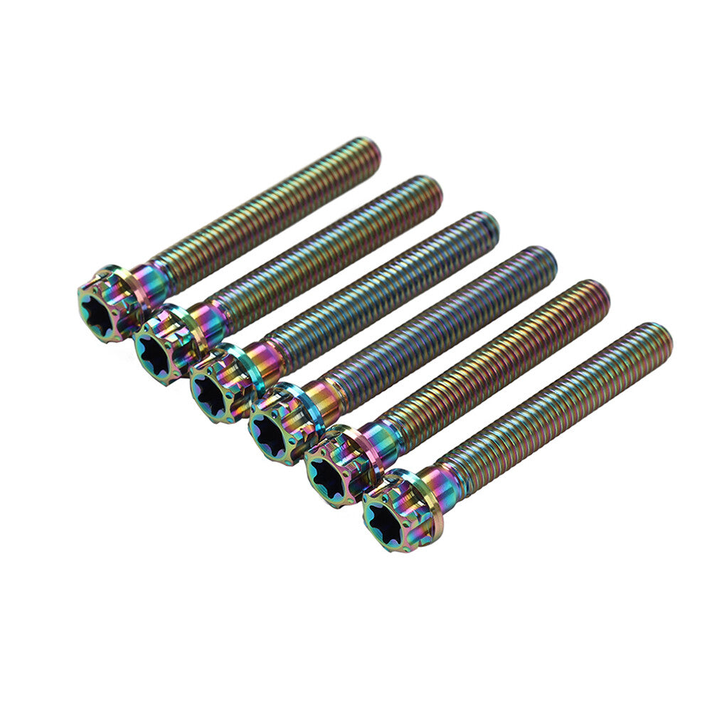 6pcs Bolts Torx Head Flange Screws M8x55mm Rainbow For Motorcycle Bike