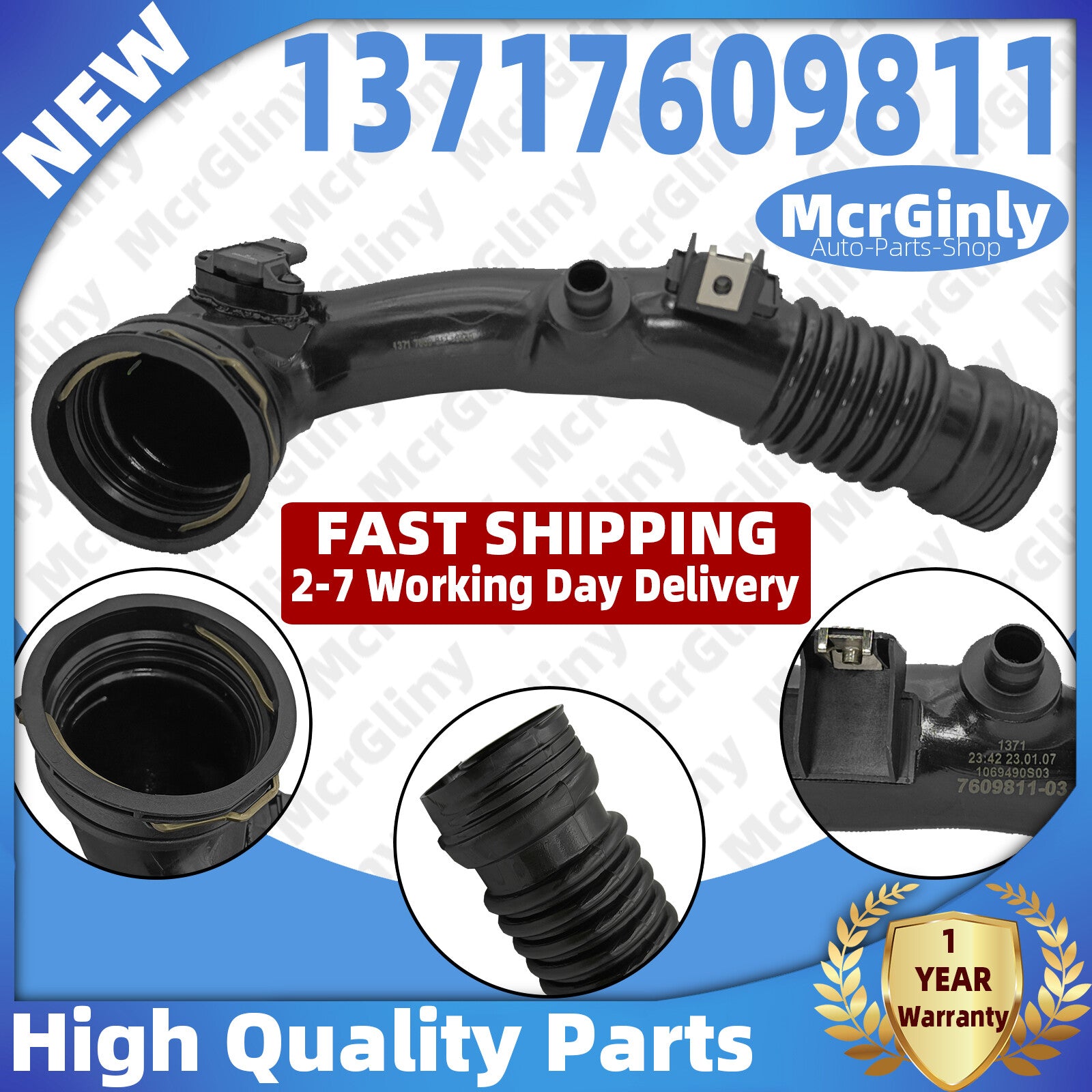 3.0 Rear Turbocharger Intercooler Hose #13717609811 for 535i, 740i, X5, X6 n