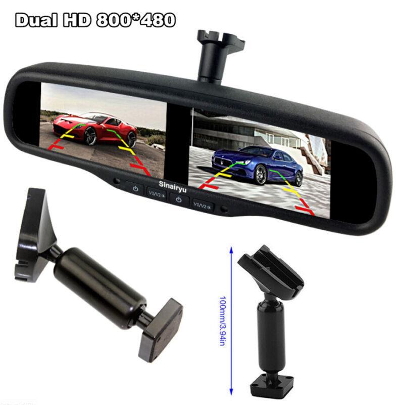 4.3-inch dual-screen 4CH high-definition rearview mirror anti-glare digital display + stand n