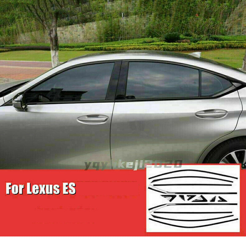 For 2019-2022 for Lexus ES250 ES350 300H Black Stainless Car Window Trim Strip Cover