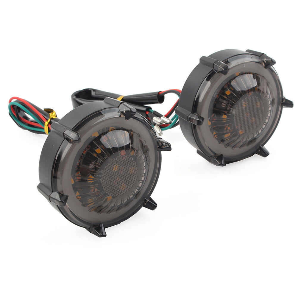 Pair DRL LED Flashers Turn Signal Warning Lights Rotating Flowing Universal Red