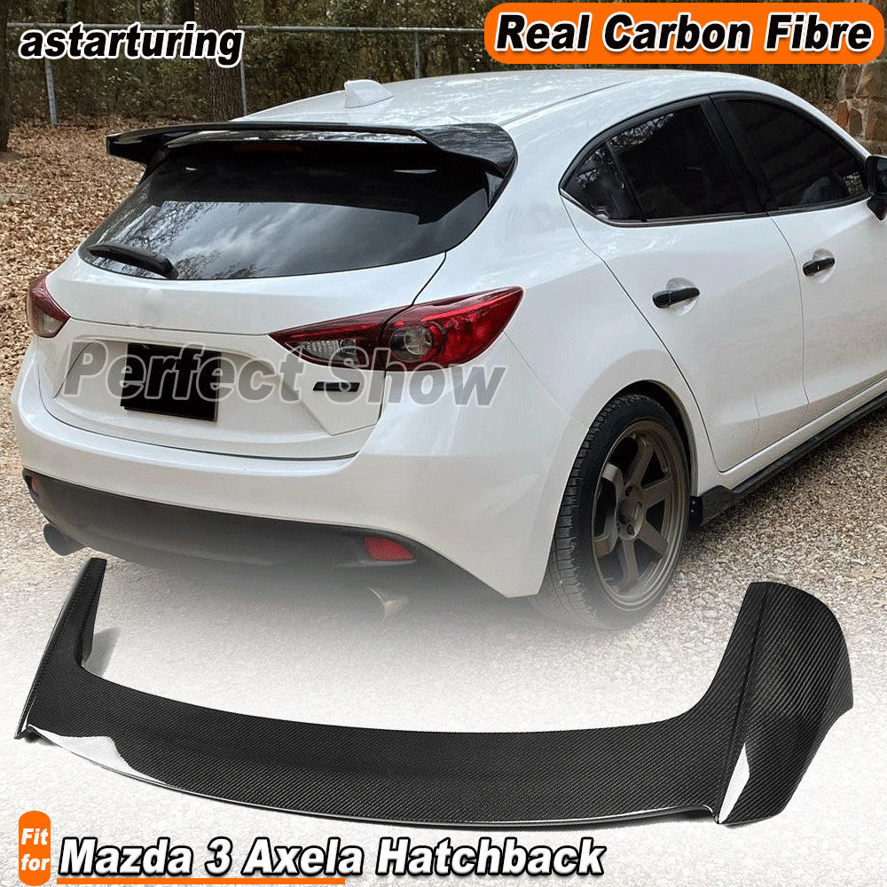 for Mazda 3 Axela Hatchback 2014-19 REAL Carbon Rear Tail Roof Spoiler Wing Lip