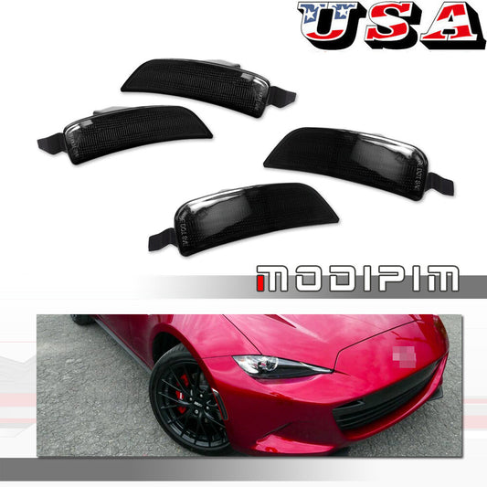 For 2016 - 2022 for Mazda Miata MX-5 Smoked Front and Rear Marker Lights 4 pcs - v