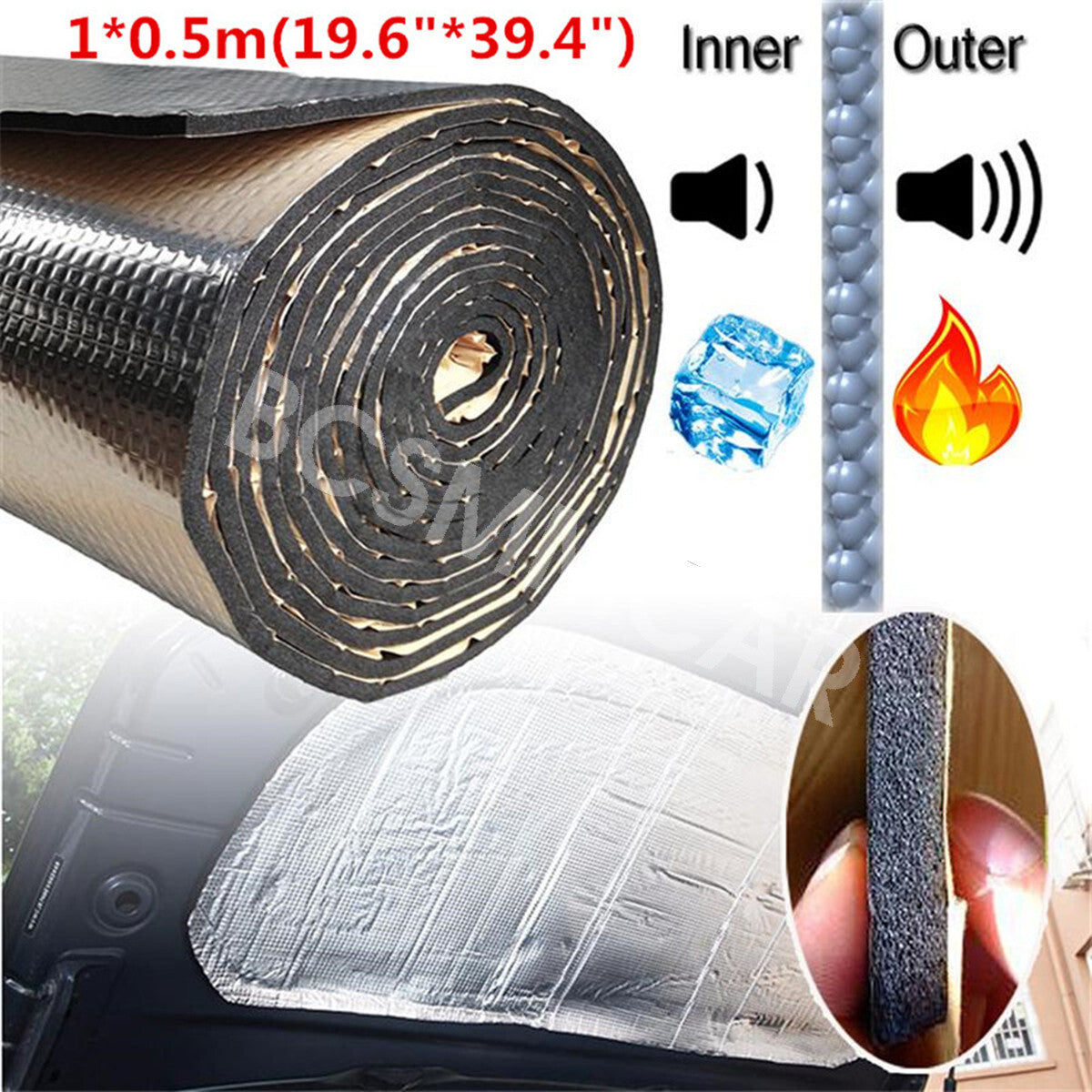 10mm Thick Thermal Sound Deadener Car Heat Shield Insulation Noise Mat Aluminum