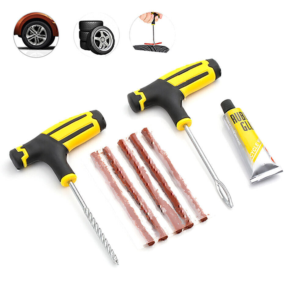 Car Tubeless Tyre Tire Puncture Repair Plug Repair Kit Needle Patch Fix Tool NE!