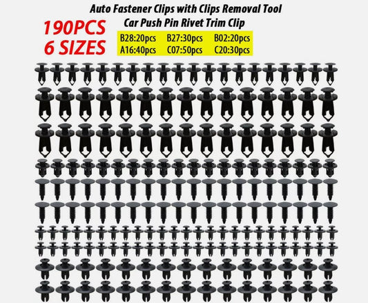 Plastic Fastener Rivet Car Push Pin Rivet Trim Clips Kit Auto Fastener 190Pcs
