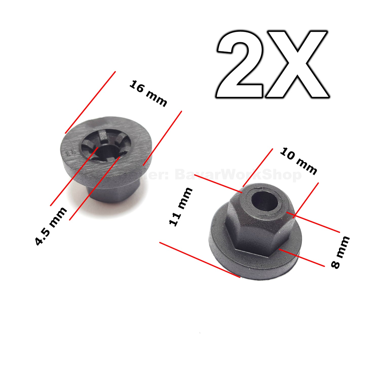 20-pack of non-threaded external and internal plastic nuts compatible with for BMW , for MERCEDES , for VW , VAG