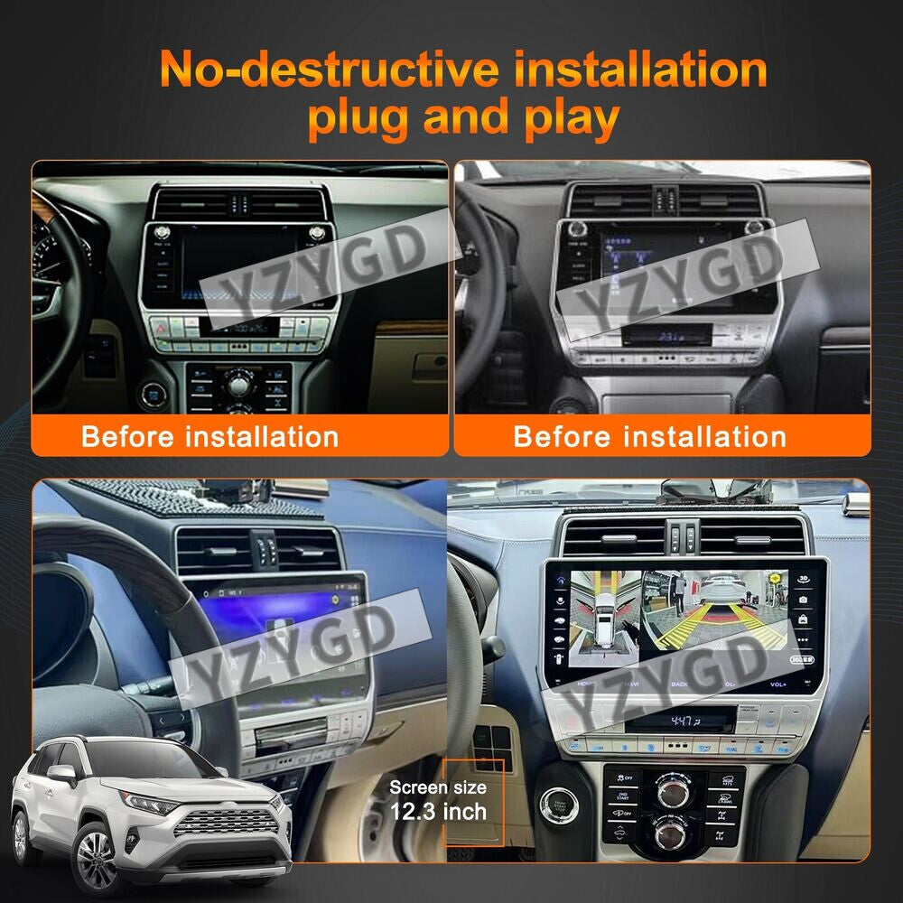 12.3''for Toyota for Land Cruiser Prado 2018+ Stereo CarPlay 2Din Car Radio Receiver
