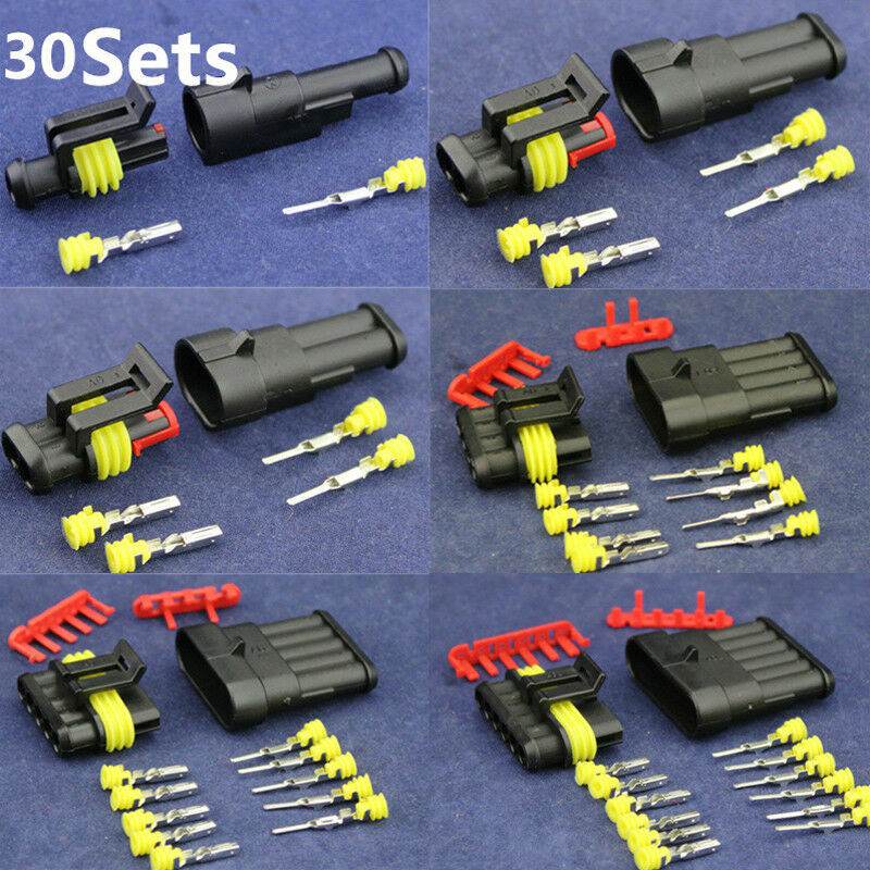 30 sets of unopened waterproof motorcycle 1 2 3 4 5 6 pin wire connector plugs - n