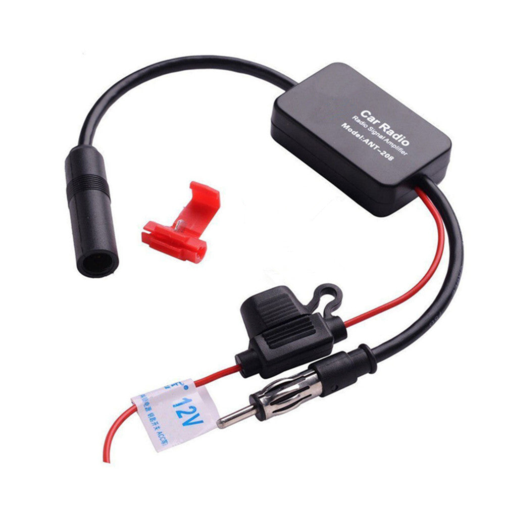 Metal Car Antenna Stereo Radio Signal Amp Amplifier FM Booster Anti-interference