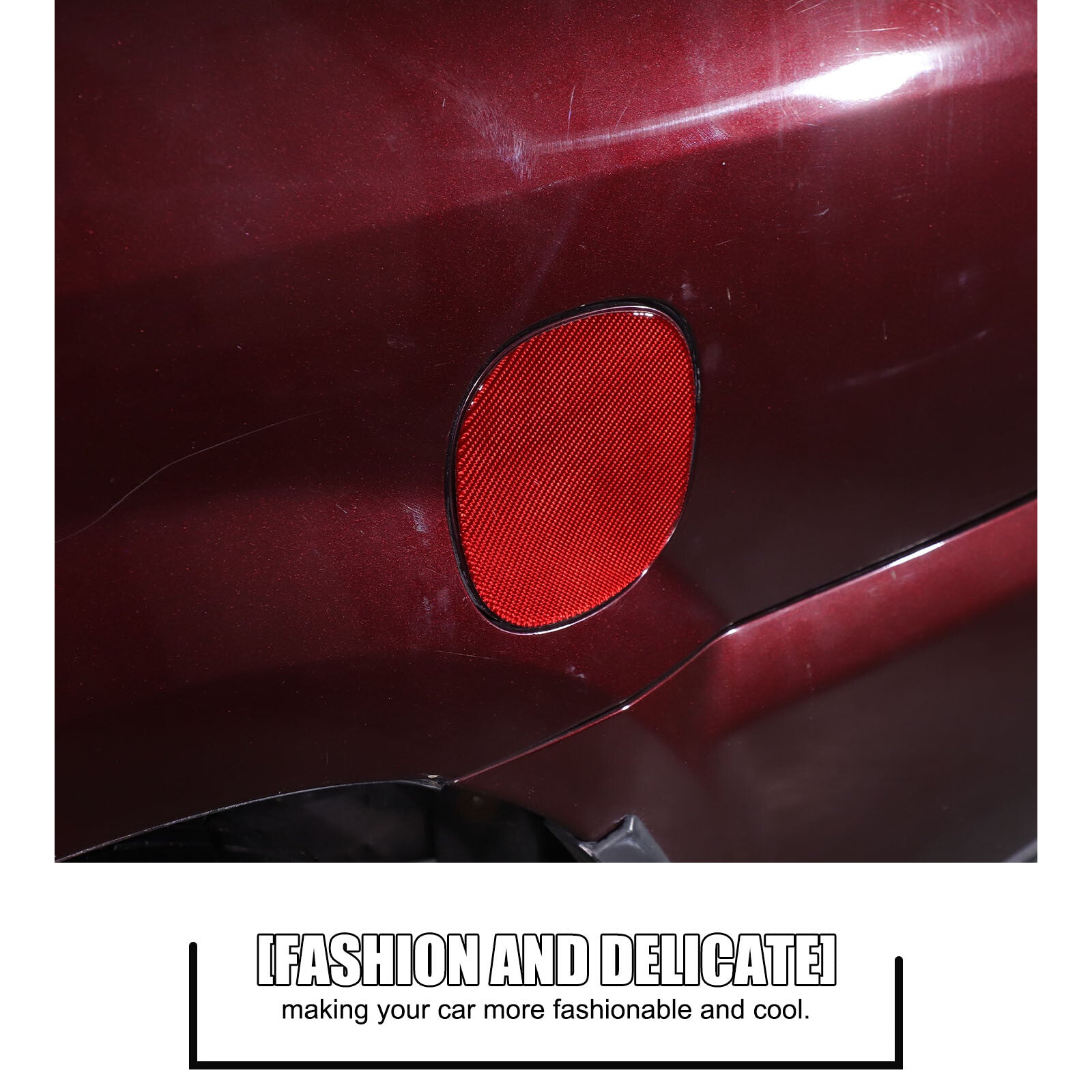 Car fuel tank cap panel decorative sticker for Honda Pilot 2003-2008, red carbon fiber. n