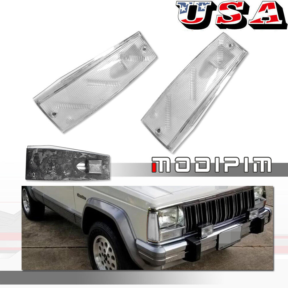 2-Piece Transparent Front Marker Lighthouse for 1984-1996 for Jeep Cherokee Wagoneer