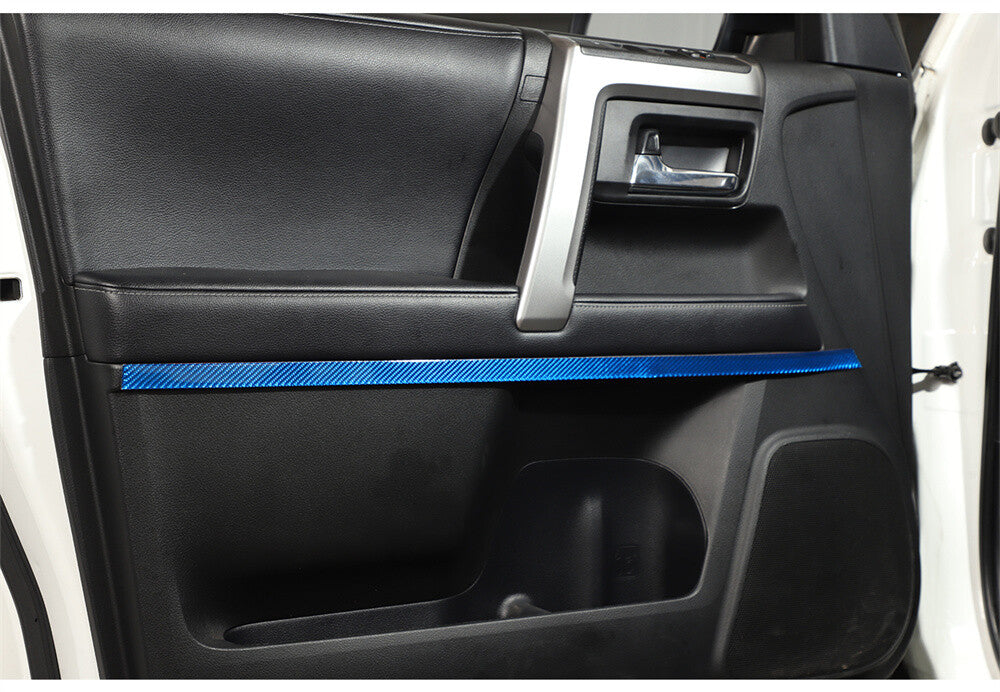 Blue Carbon Fiber Interior Door Panel Decorative Trim For Toyot@ 4Runner 2010-23