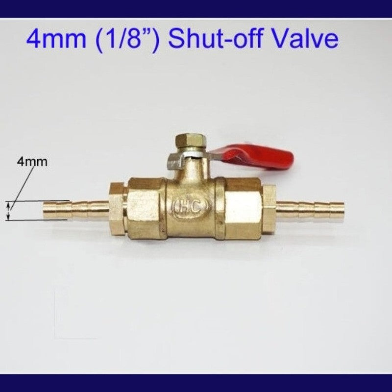Brass Union Flow Control Shut-off Ball Valve Fitting Hose Barb Tube 1/8 in 4mm Q