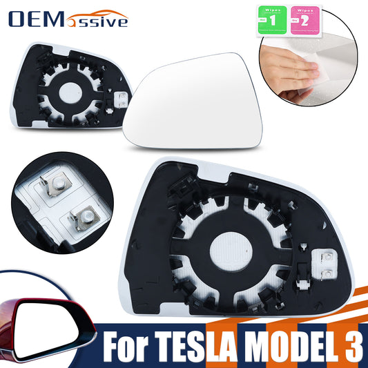 for Tesla Model 3 Car 2017- 2024 1PCS Large Vision Left Heated Wing Mirror Glass Q