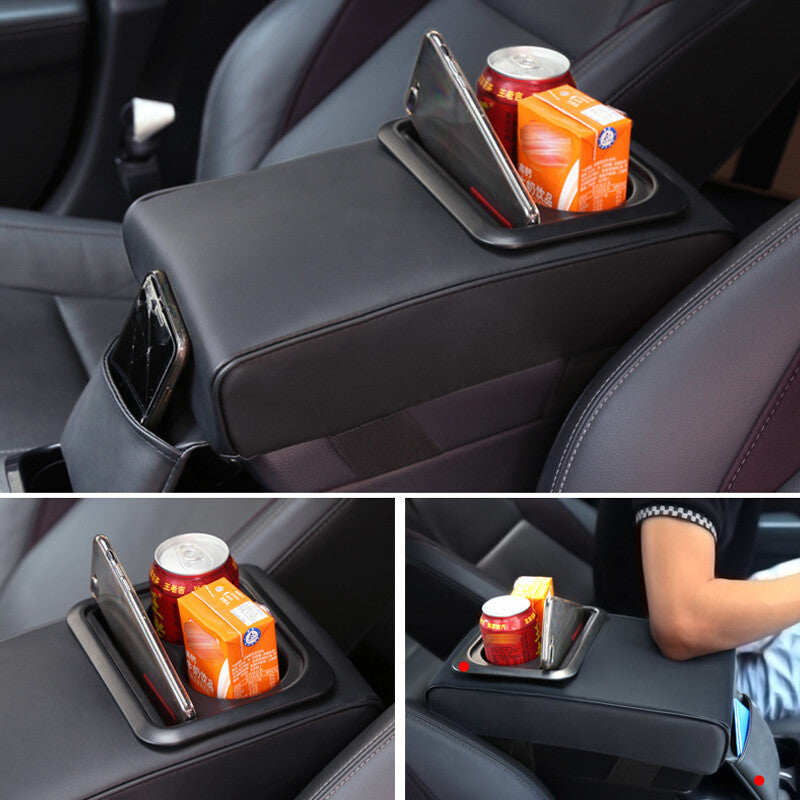 Durable American-made car center console box, armrest cushion, elbow rest, and cup holder. n