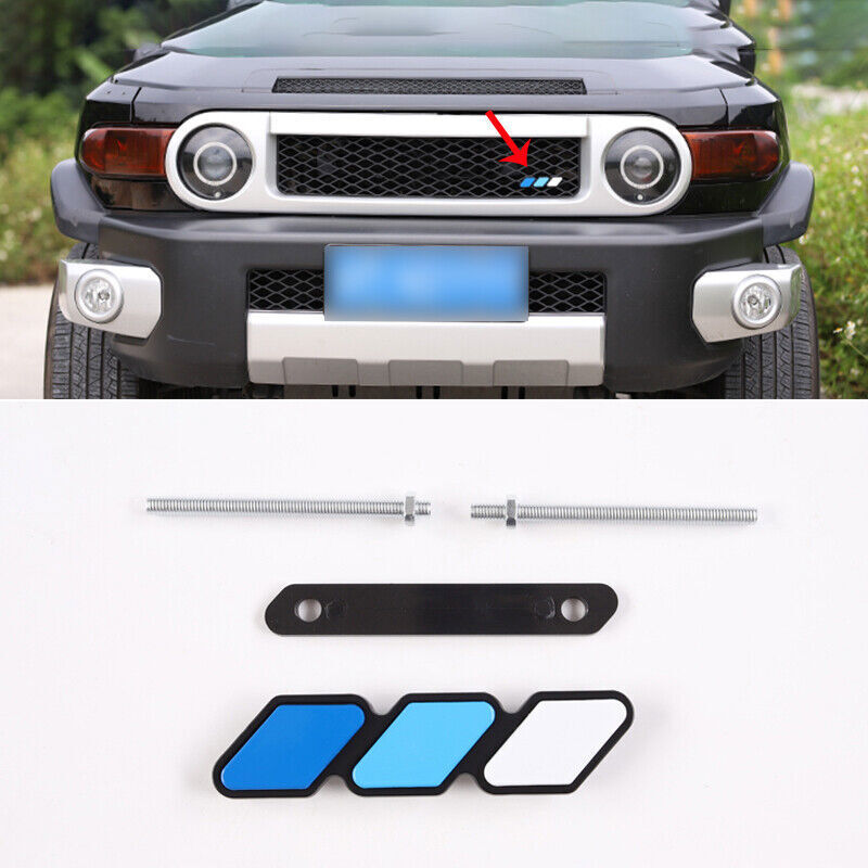 for Toyota FJ Cruiser 2007-2020 White+blue Front Center Mesh Grille Decor trim