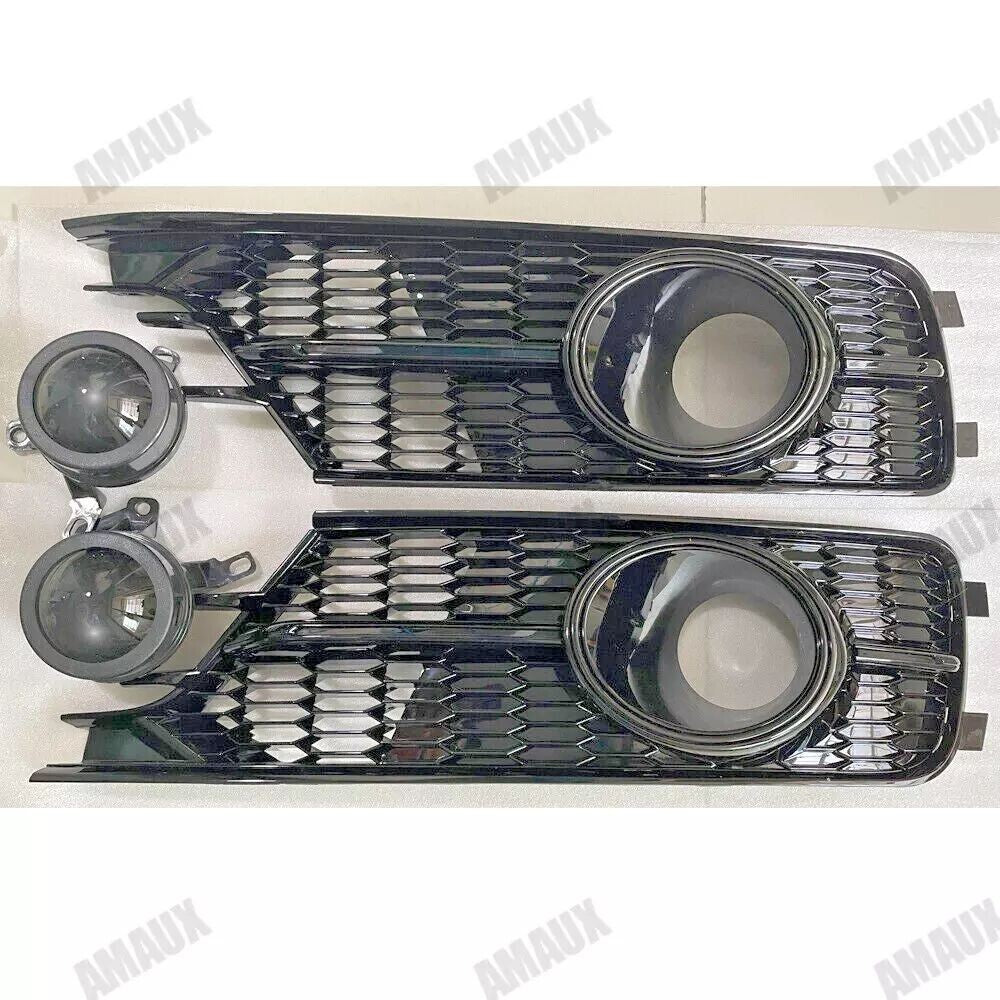 for Audi A6 S6 16-18 Fog Light Grill Front Lower Grille Cover Black W/ACC Black