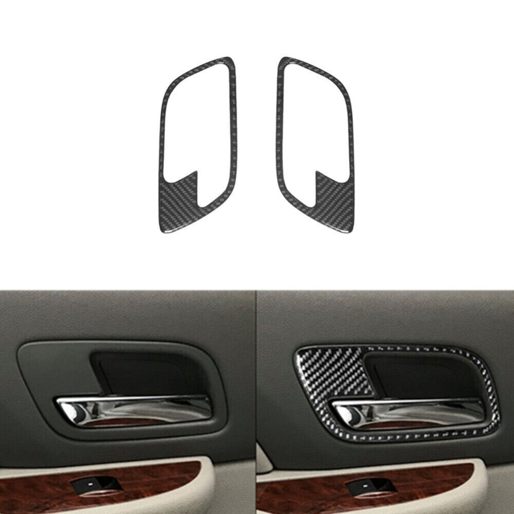2x Carbon Fiber Rear Door Handle Cover Trim For Silverado/tahoe/ for sierra 2007-2014 n