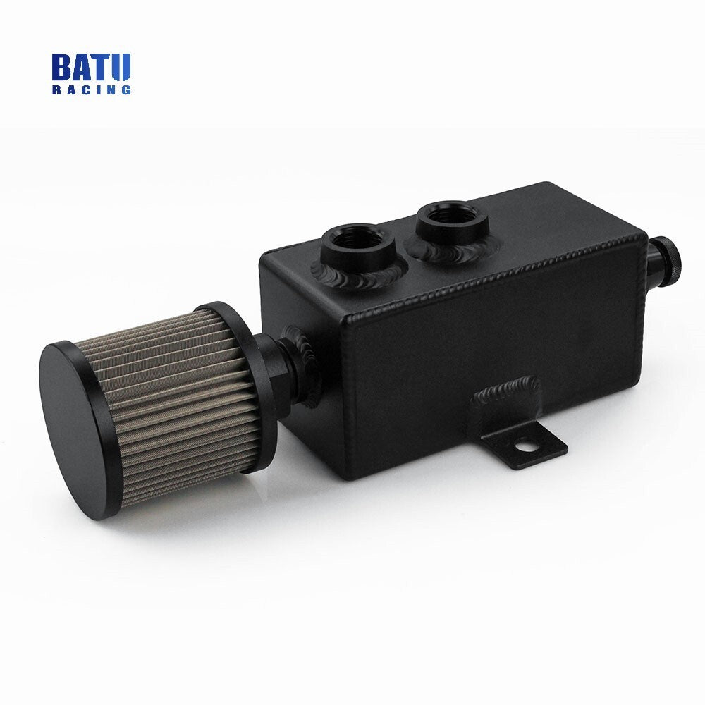Universal 1L Oil Catch Can Reservoir Tank Breather Filter Baffled 10AN Fitting