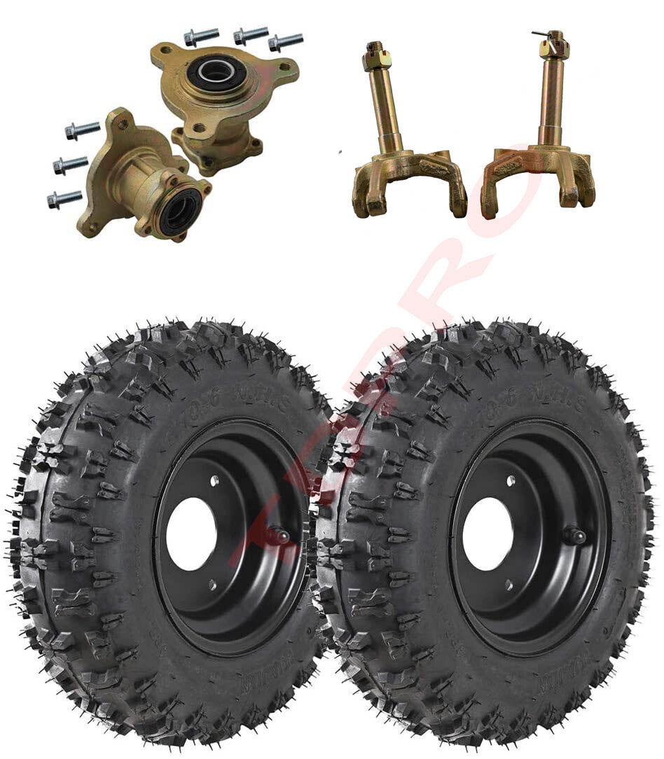 2PC 4.10-6 Tyre Rim + 3 Stud Wheel Hub Knuckle For Go Kart ATV Quad for Mini Bike