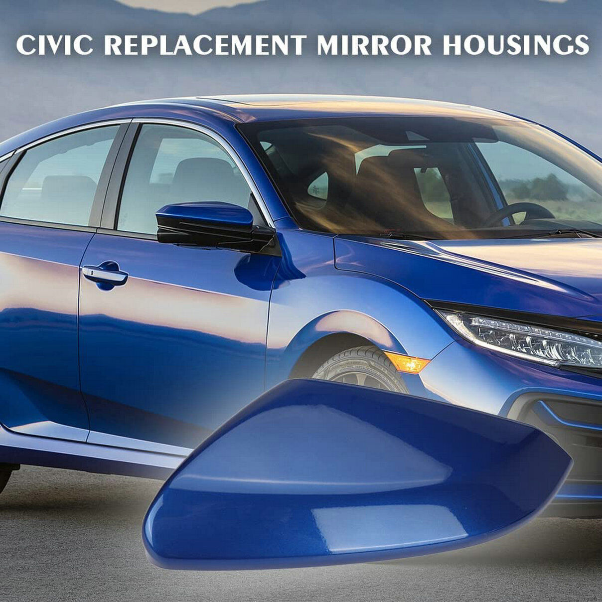 Right Side Mirror Cover Replacement for Blue for Honda for Civic 2016-2020 Accessories Q