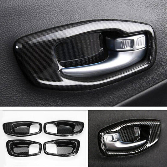 For 2019-2021 for Jeep Compass Carbon Color ABS Inner Door Handle Bowl Cover Trim 4P