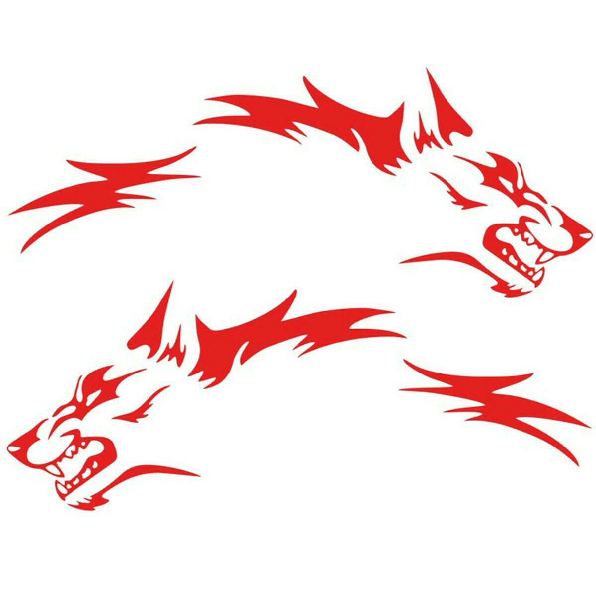 DIY Red Car Vinyl Decal - Running Wolf Graphic Racing Car Rear Wheel Body n