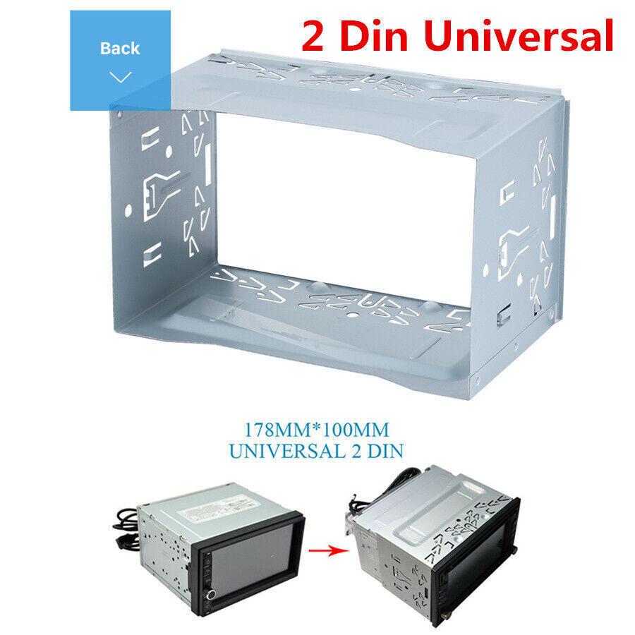 Silver Metal Universal 2Din Car Stereo Radio Fascia Panel Dash Bezel Trim Kit US