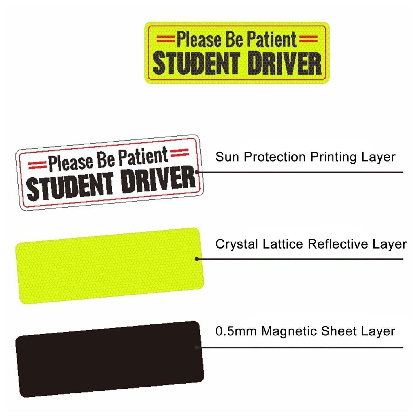 3Pcs Sticker Decal Bumper Student Driver Magnet Car Signs Please  Be Patient