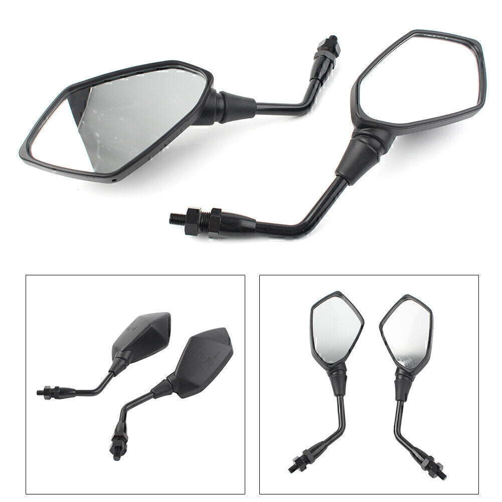 10mm Rearview Rear View Side Mirror Black Motorcycle Motorbike Universal 2pcs