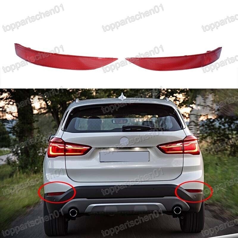 1Pair Rear Bumper Reflector Light Lamps Red Lens Fit for BMW X1 F49 2016-2019 Q