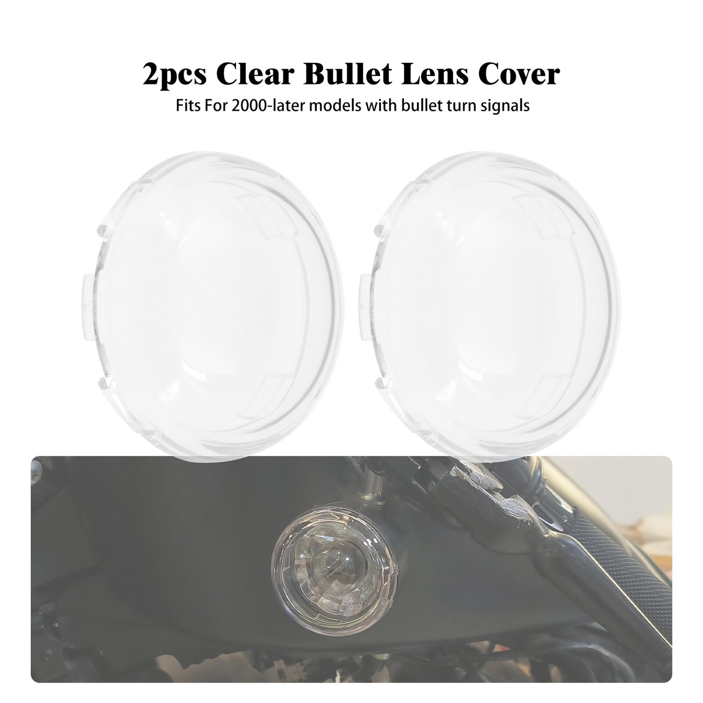 2x Turn Signal Light Clear Lens Bullet Style Covers for Harley Glide Sportster