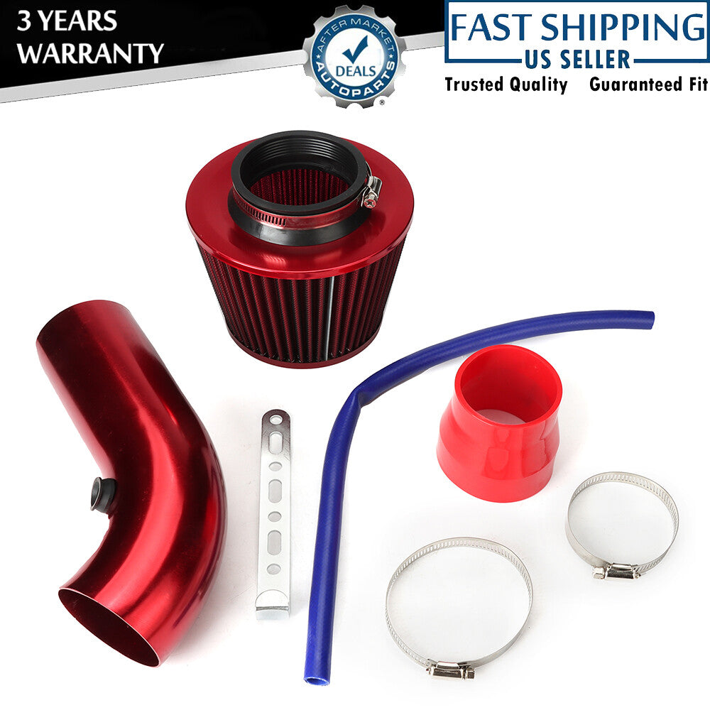 1 Set Red Car Cold Air Intake Filter Induction Kit Pipe Power Flow Hose System Q