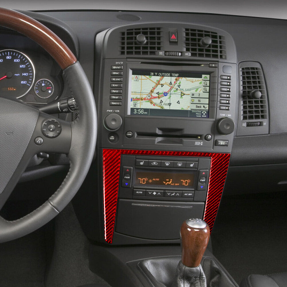 Red Carbon Fiber Climate Control Surround Cover Trim for Cadillac CTS 2003-2007