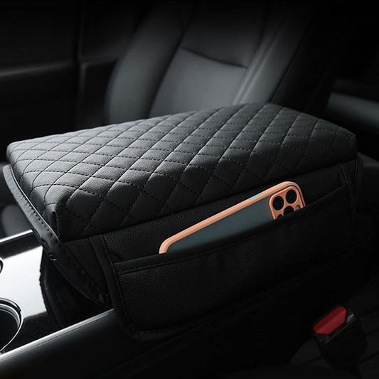 Suitable for Model 3/Y, black car armrest and backrest cushion protective cover, center console cover mat - n