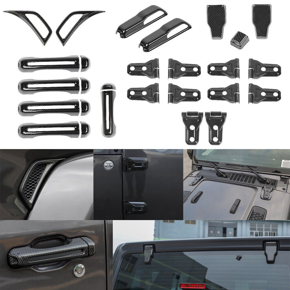 37PCS Carbon Fiber ABS Exterior Decorative 20-22 for Jeep for Wrangler JL 4Dr Trim n