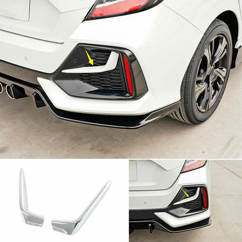 2PCS for Honda for Civic Hatchback 19-21 Chrome Rear Fog Lamp Light Strip Trim Decor