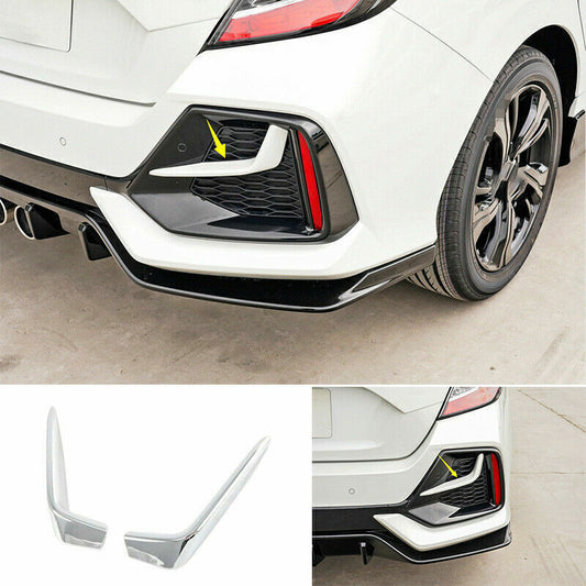 2PCS for Honda for Civic Hatchback 19-21 Chrome Rear Fog Lamp Light Strip Trim Decor
