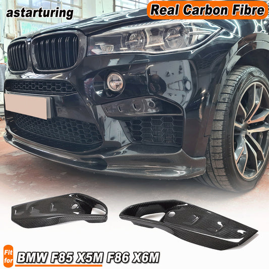 Fit for BMW F85 X5M F86 X6M Carbon Front Bumper Inserts Fog Light Air Vent Cover