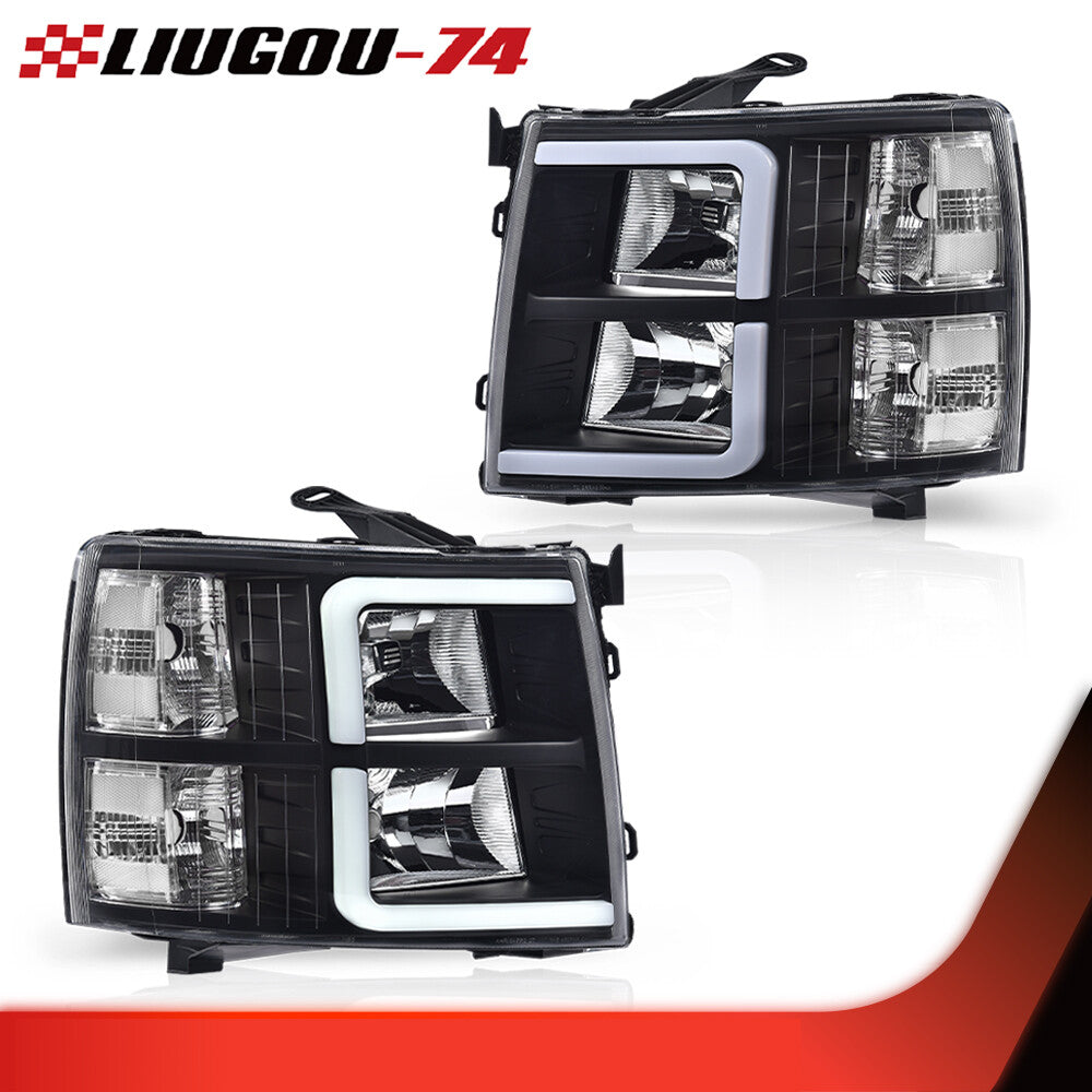 LED DRL strip tube black headlights suitable for 07-13 Silverado 1500 2500- v