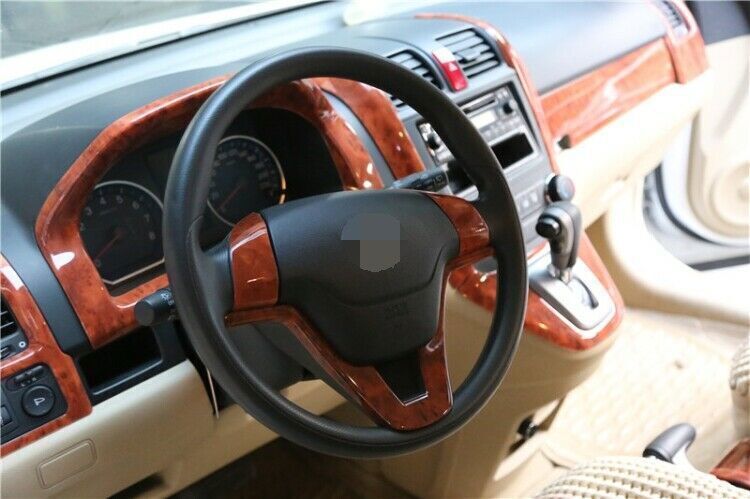 Steering Wheel Button Frame Trim 3 for Honda CRV CR-V 2007-2011 Red Wood Grain
