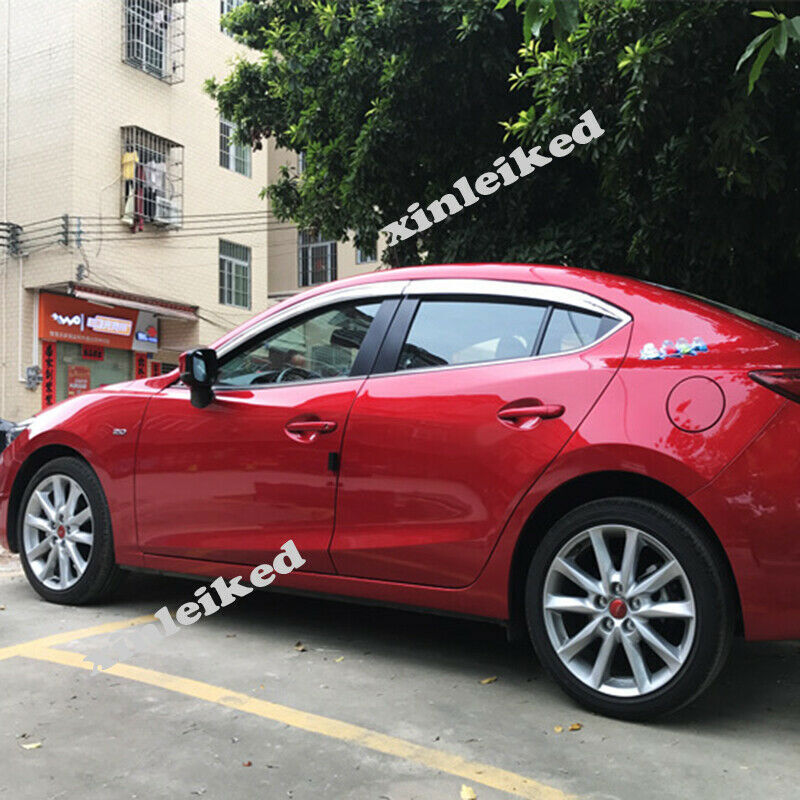 Chrome Car Window Visor Vent Sun Shade Rain Guard for Mazda 3 Axela 2014-2018