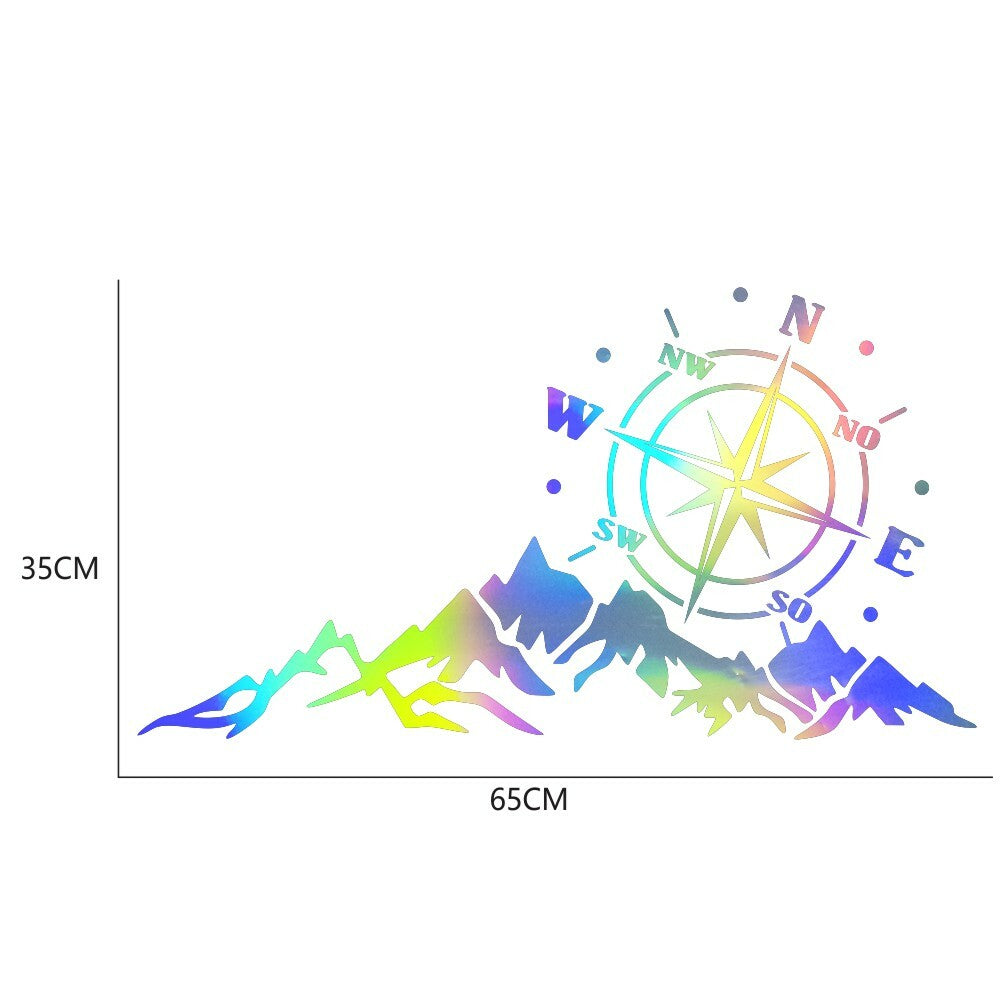 Colorful Compass Mountain Vinyl Decal -Sticker for Car Truck Hood Bumper Window