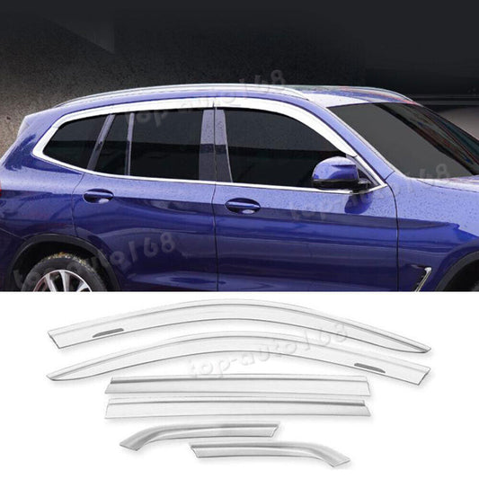 for BMW X3 2018-2024 Chrome side Window Visors Sun Rain Guard Vent Deflectors