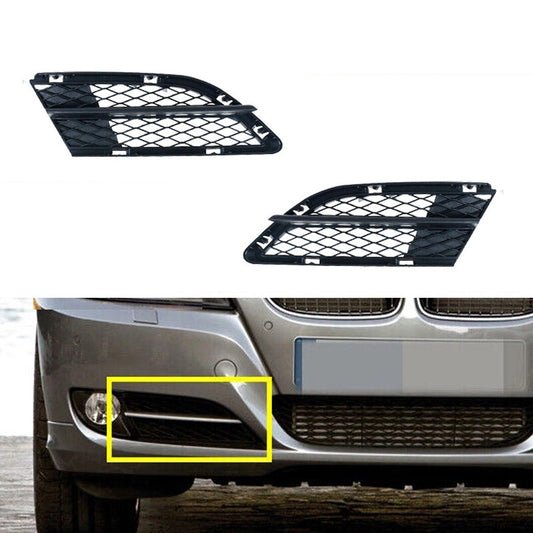 Pair For 2008-2012 for BMW 335i 328i E90 E91 Front Bumper Lower FogLight Grille Mesh
