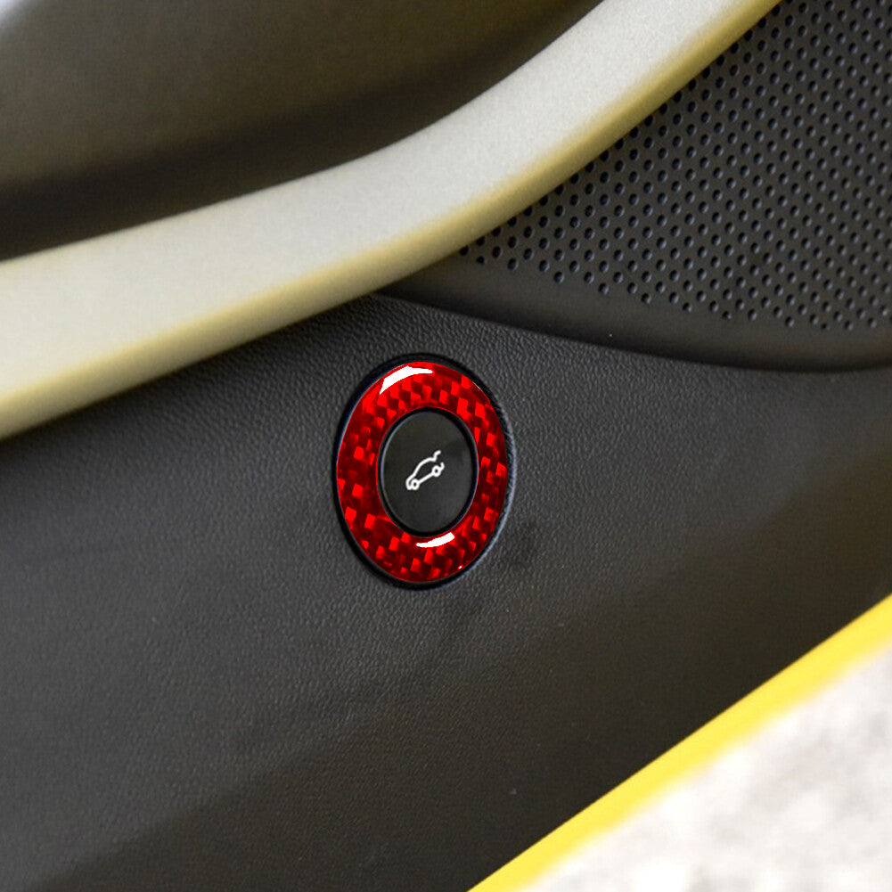 Carbon Fiber Rear Trunk Switch Button Trim Ring for Chevrolet Camaro 2016-18 Red