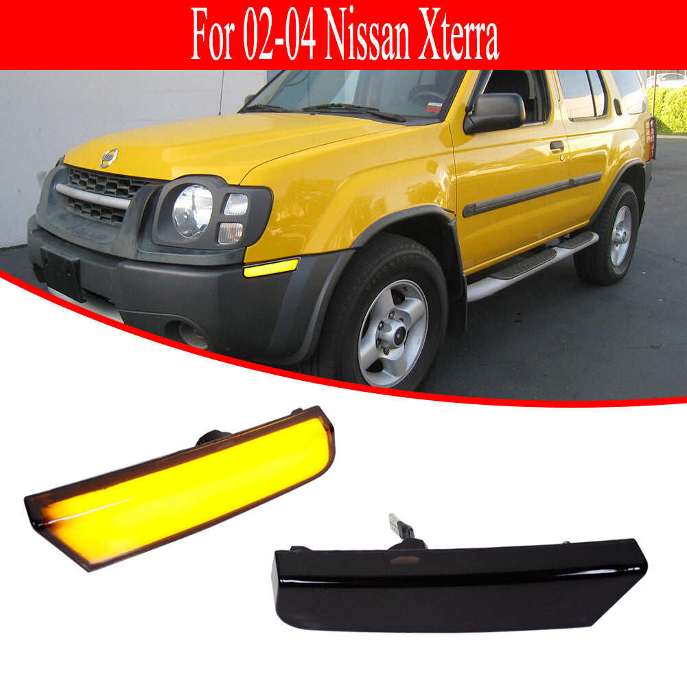 Smoked Lens Amber LED Front Side Marker Indicator Light for 02-04 for Xterra - v