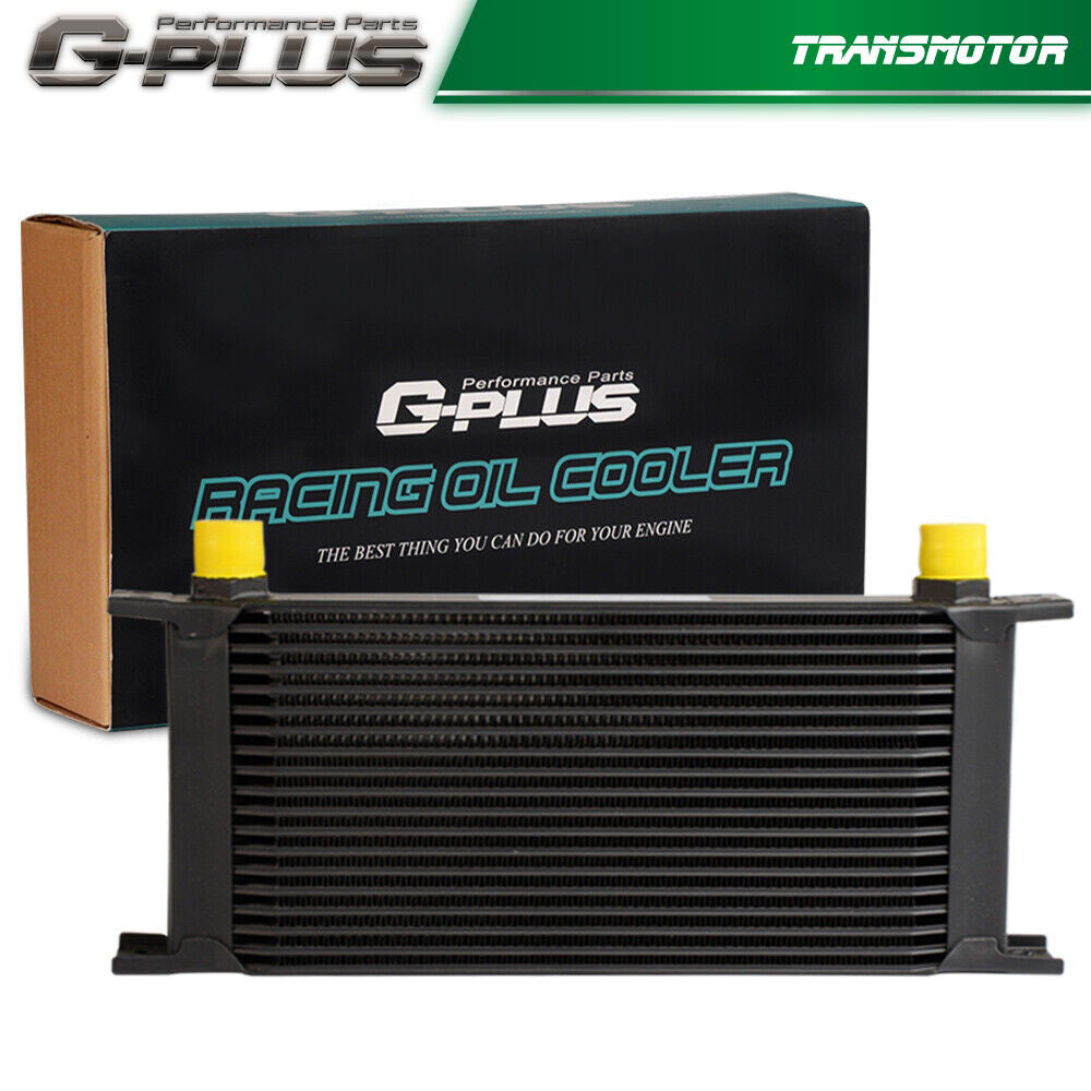 UNIVERSAL 19 ROW 10AN AUMINUM TRANSMISSION Engine Oil Cooler (Black) Q
